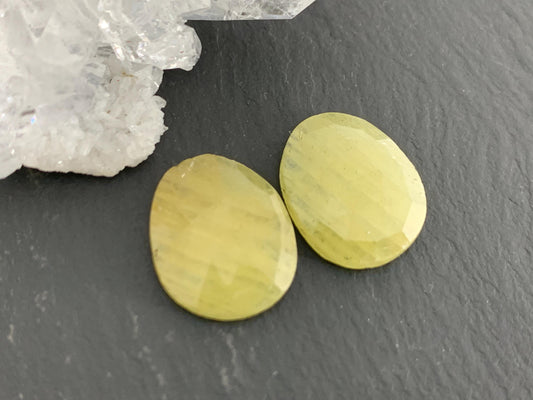 Faceted Yellow Sapphire pair 12x15x3mm cabochon