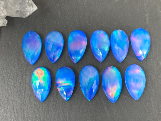 Faceted Aurora Opal pear 8x15mm cabochon - Doublet cabochon