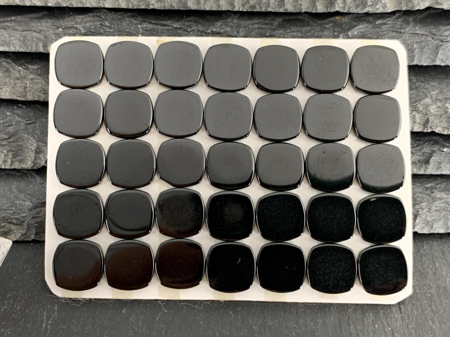Flat Black Spinel square cushion 10mm cabochon - Calibrated cabochons