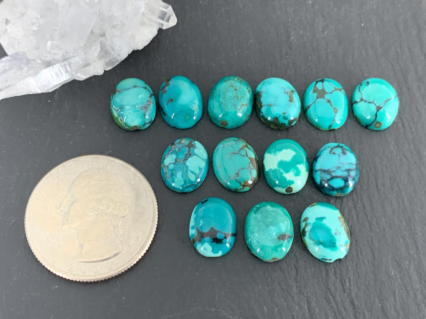 Tibetan Turquoise oval 9x11mm cabochon - Select your cabochon