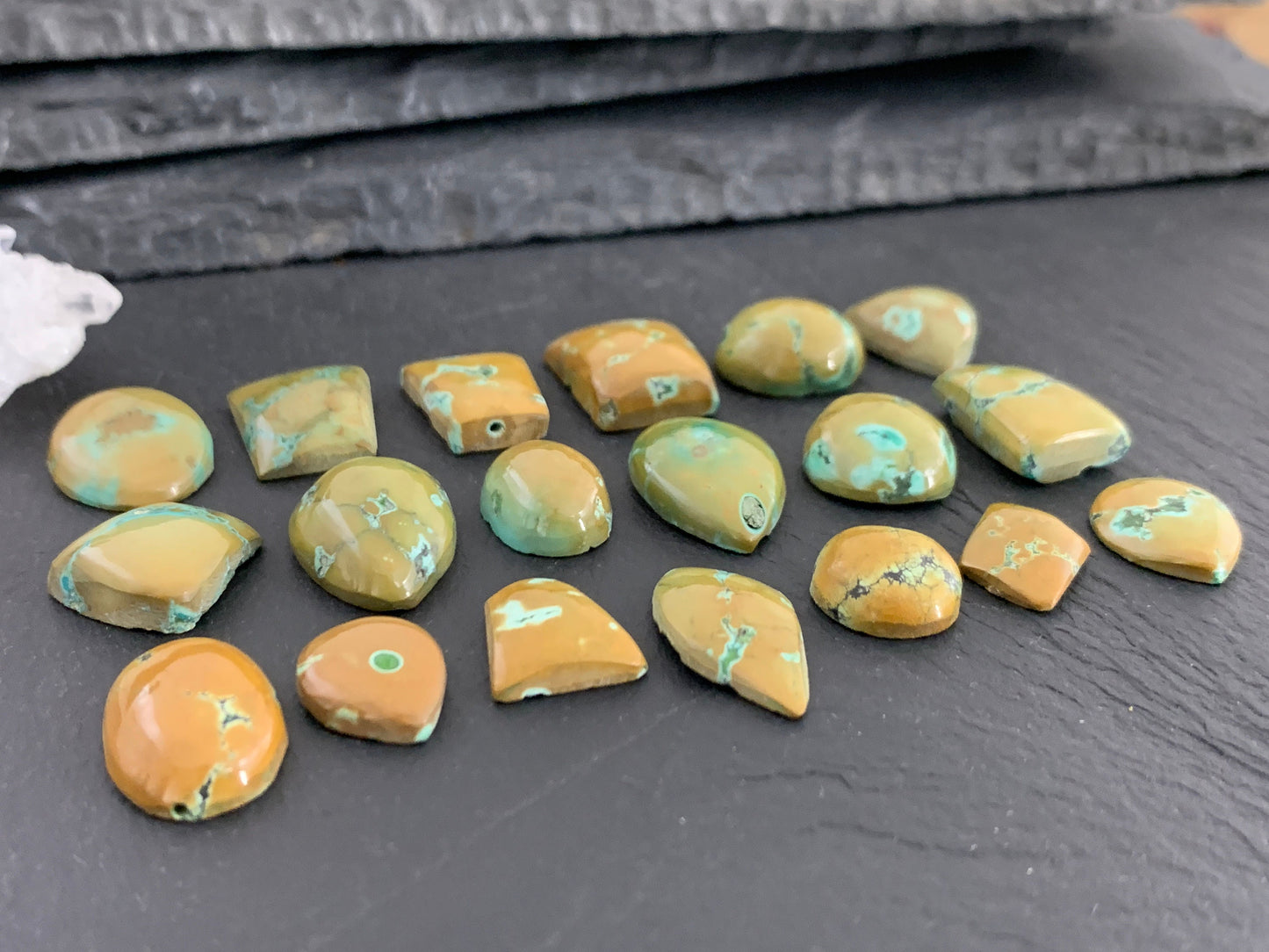 Tibetan Turquoise mixed shapes 13-19mm long cabochon