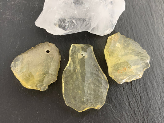 Drilled Libyan Desert Glass 33-42mm long
