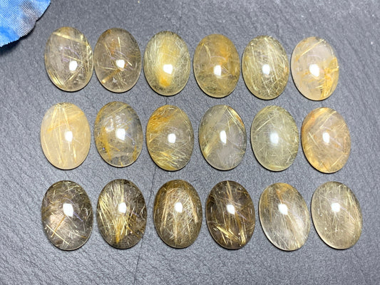Gold Rutilated Quartz oval 13x18mm cabochon - Calibrated cabochons