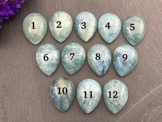 Aquamarine pear 15x20mm cabochon - Calibrated cabochons