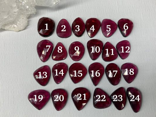 Faceted Red Garnet 10-11mm long free form cabochon
