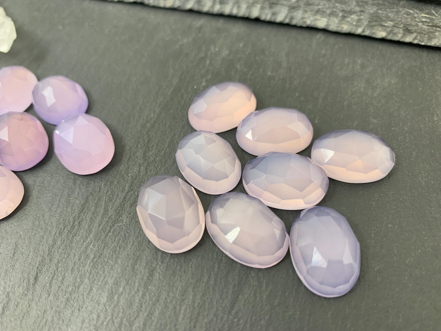 Faceted Lavender Quartz Cabochon 13x18mm - Lab Created Quartz