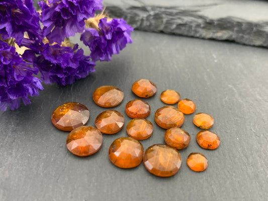 Faceted orange Kyanite round  5,6,7,8,9,10mm cabochons