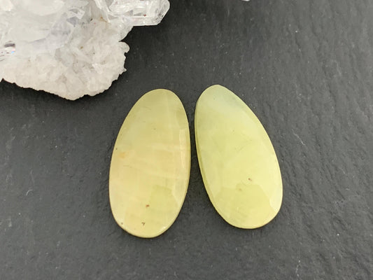 Faceted Yellow Sapphire pair 8x16x3mm cabochon