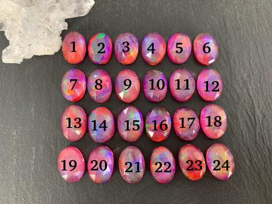 Faceted Aurora Opal 10x14mm  cabochons - Doublet cabochon