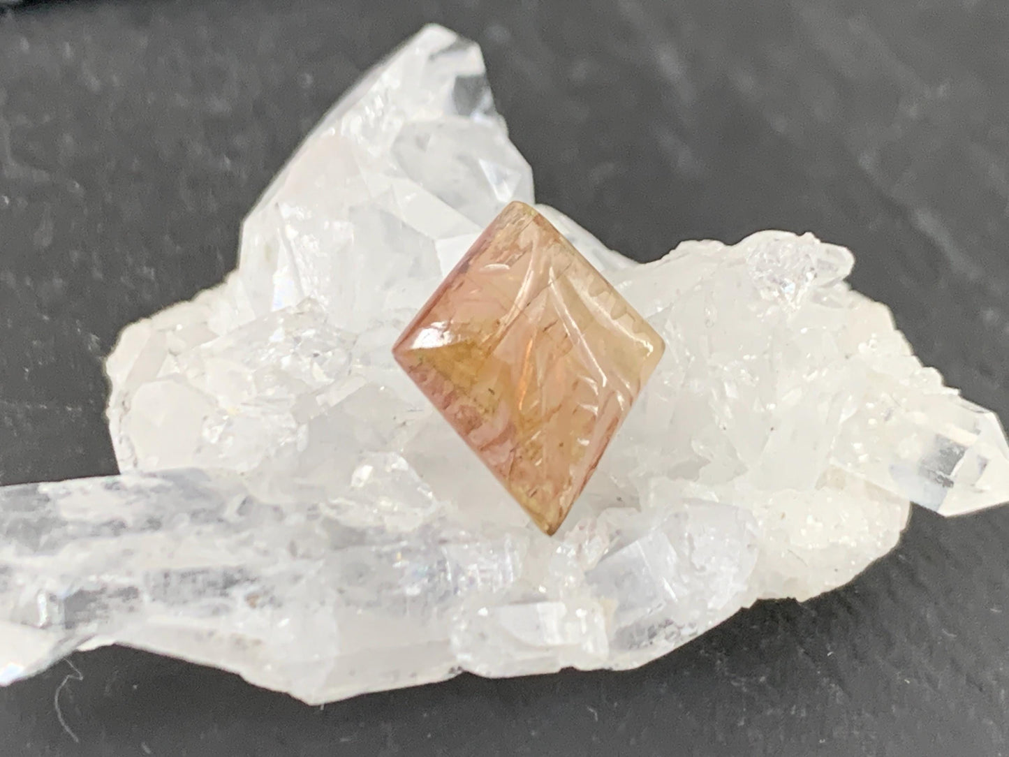 Faceted Watermelon Tourmaline 11x12.5x3mm cabochon