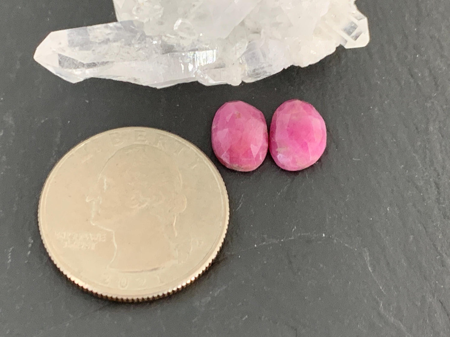 Faceted Ruby pair 8x10x3mm cabochon