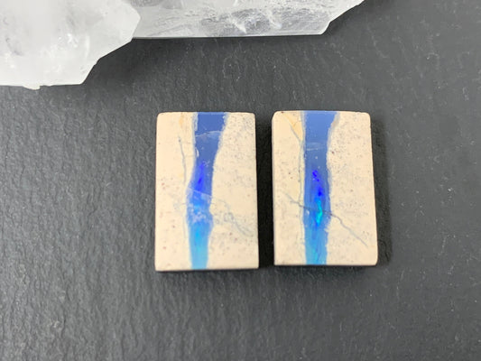 Australian Opal doublet 10x15.5x3mm pair of cabochons