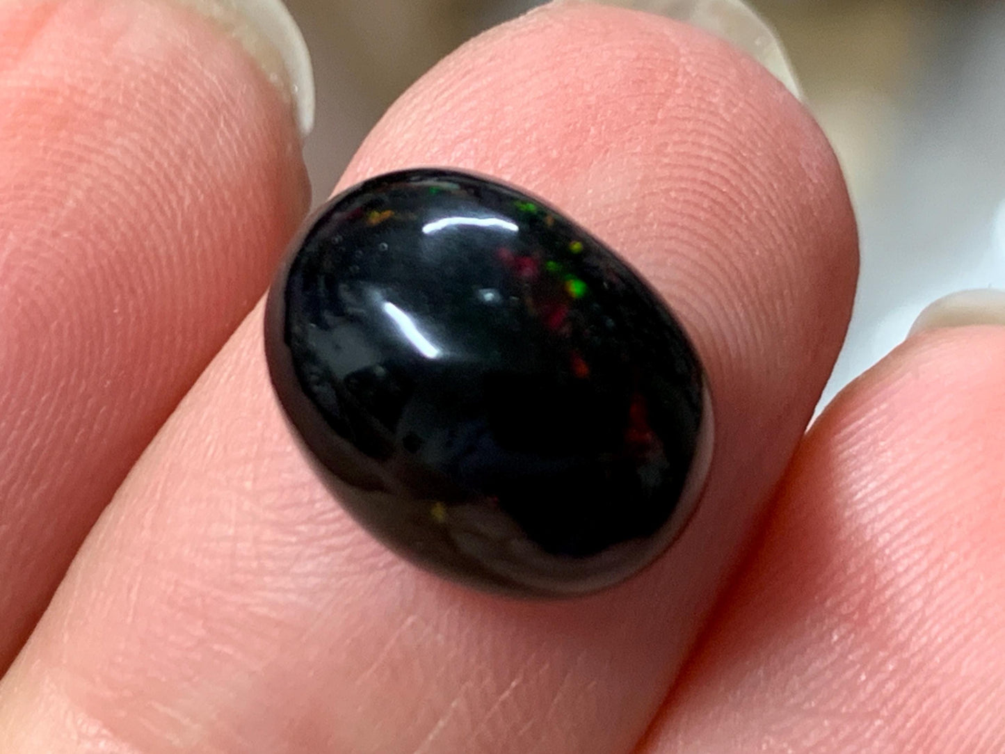 Natural Ethiopian Black Opal 9x12x7mm cabochon