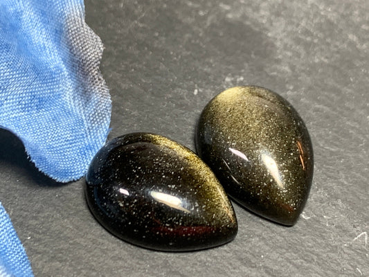 Gold Obsidian pear 13x18mm cabochon - Calibrated cabochons