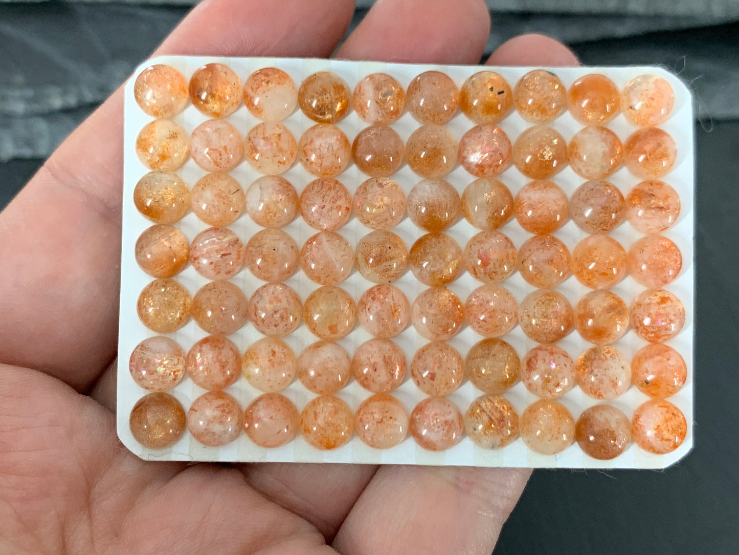 Sunstone round 6mm cabochon - Calibrated cabochons