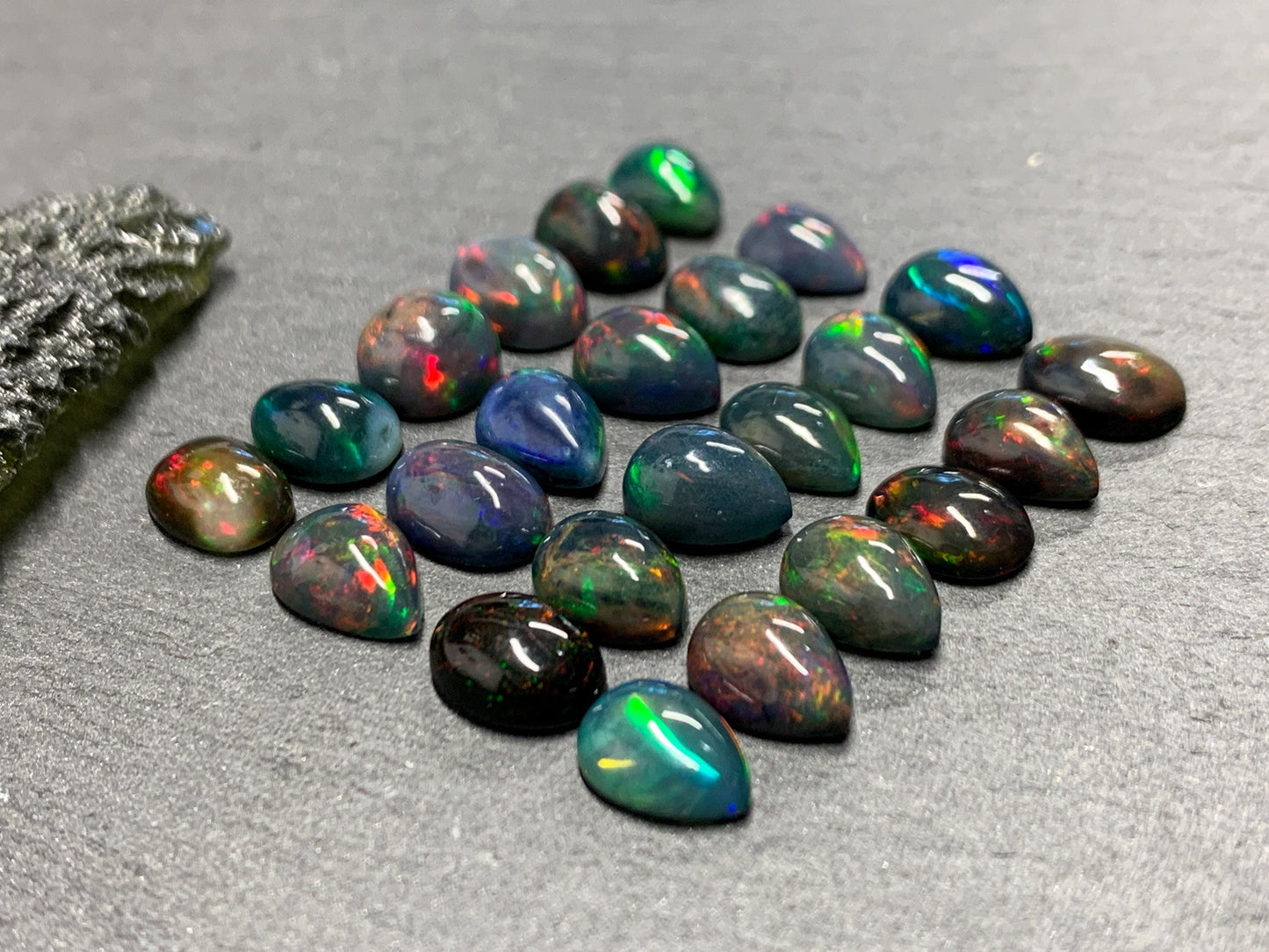 Black Ethiopian Opal 6x8mm cabochon