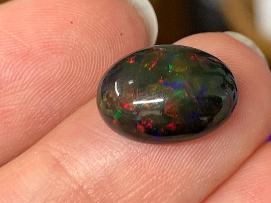 Natural Ethiopian Black Opal 10x13x5mm cabochon