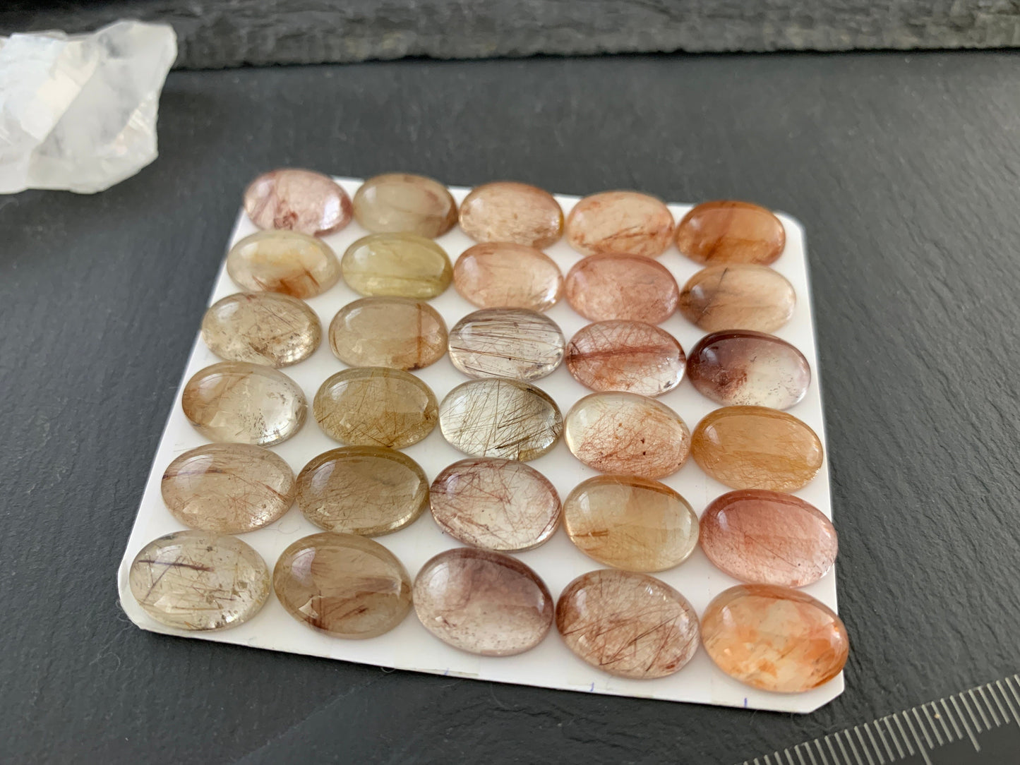 Rutilated Quartz oval 10x14mm cabochon - Calibrated cabochons