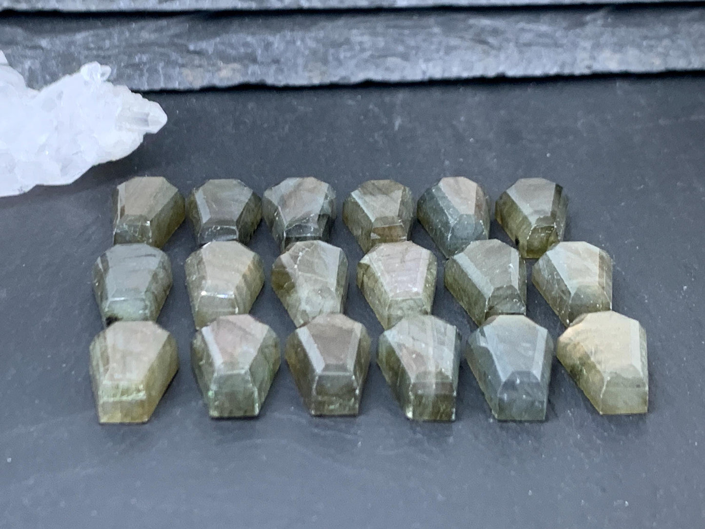 Labradorite Coffin 10x16mm Cabochon. Second quality cabochons