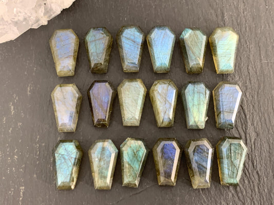Natural Labradorite Coffin Cabochon: 10x16mm Gemstone