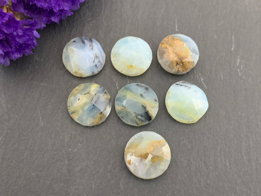 Faceted Peruvian Opal round 12mm cabochon