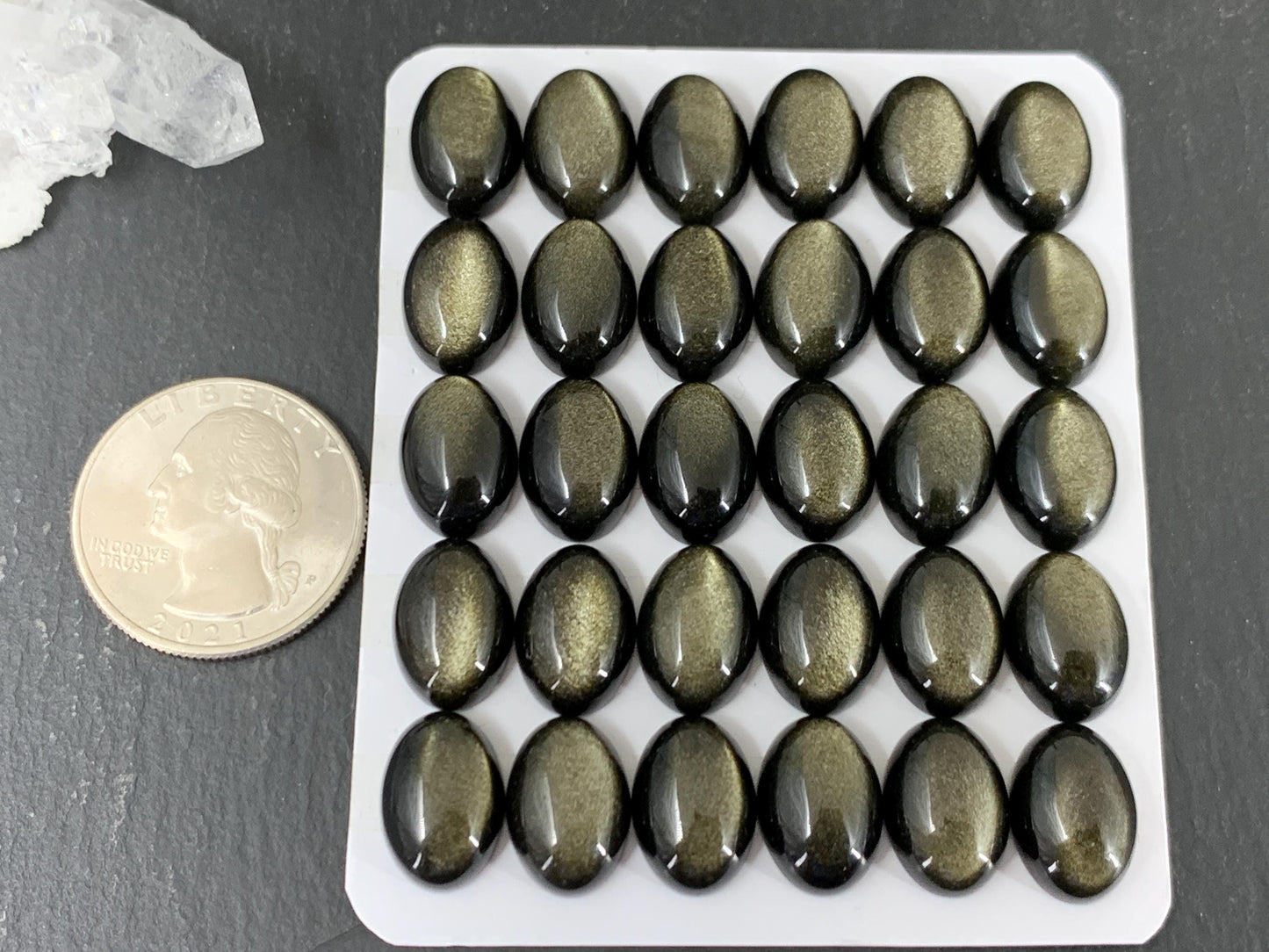 Gold Obsidian oval 10x14mm cabochon - Calibrated cabochons