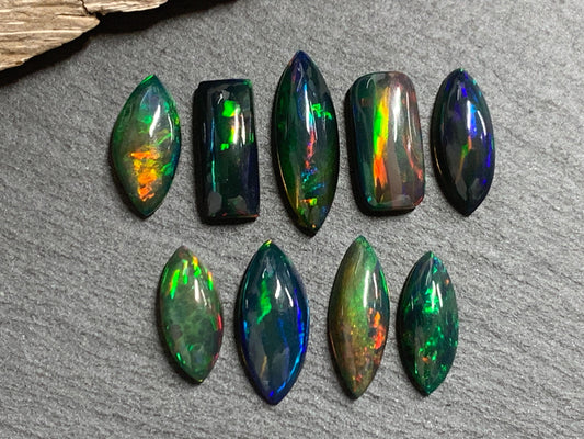 Natural Ethiopian Black Opal 13-16mm long Cabochon/ Select your cabochon