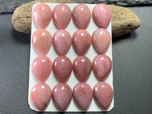 Pink Opal pear 15x20mm cabochon - Calibrated cabochons