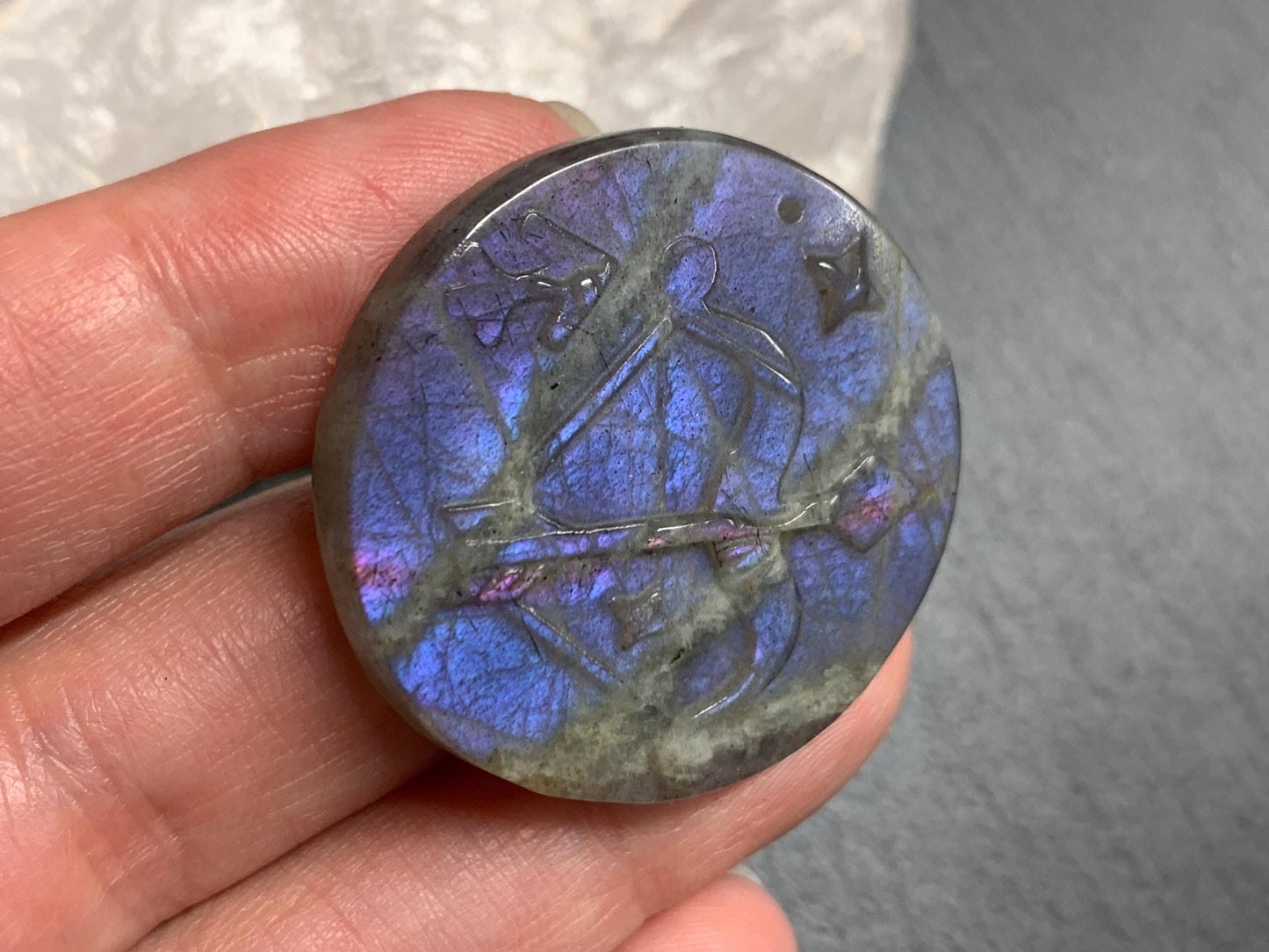 Sagittarius Purple Labradorite Zodiac Signs - Zodiac Constellations Carving
