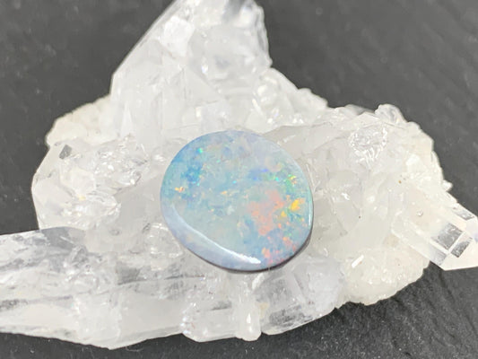 Australian Opal Doublet Cabochon 10x11.5x3.5mm Free Form Gemstone