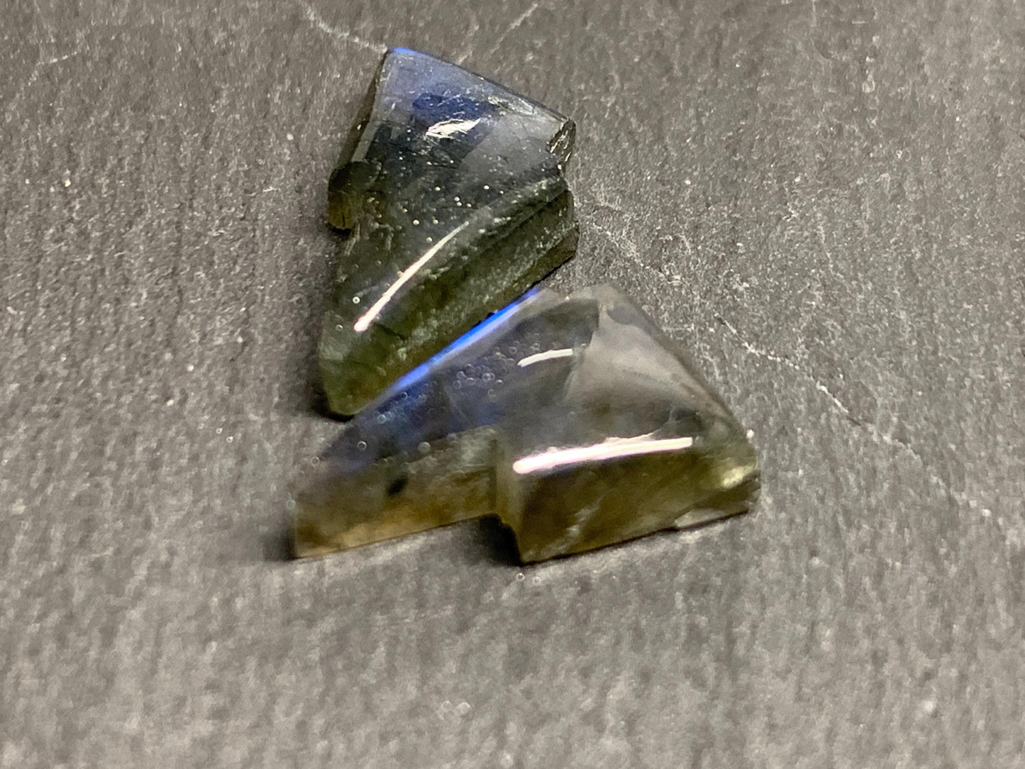 Labradorite lightning bolt pair 9x13mm cabochon