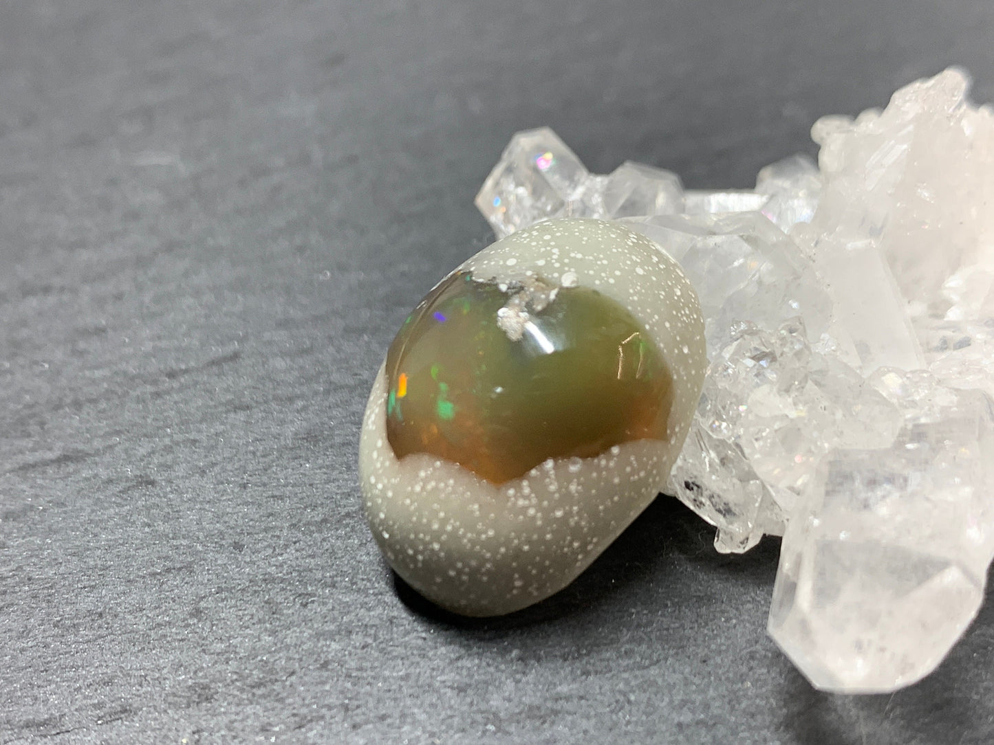 Ethiopian Opal Cabochon – Stabilized Welo Opal with Bright Play of Color - 15x21x9mm