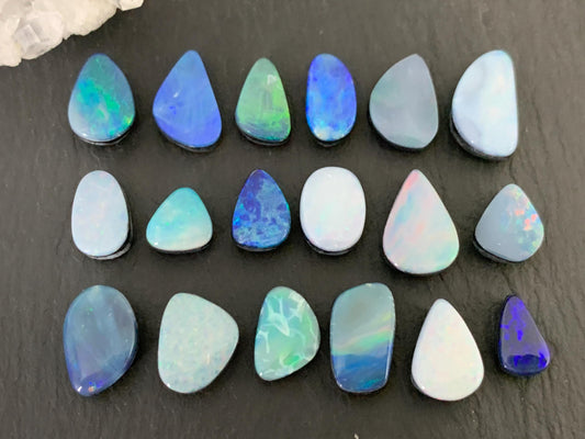 Australian Opal doublet 10-13mm long cabochon
