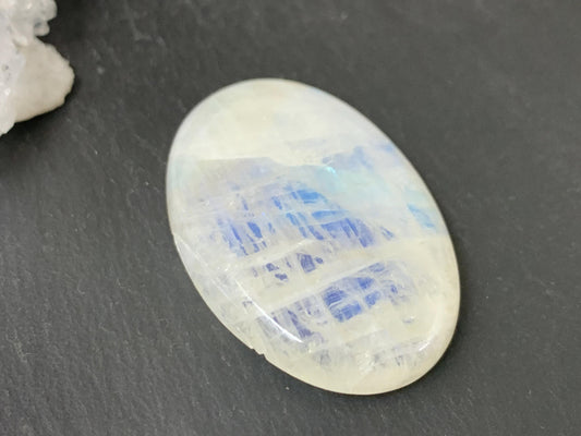 Rainbow Moonstone oval 41x29x8mm cabochon