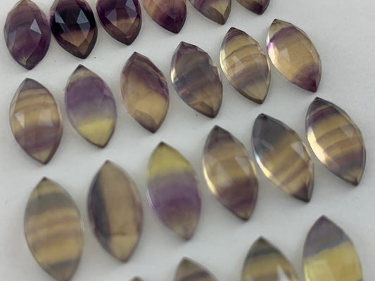 Faceted Fluorite marquise  8x15mm cabochon- Select your cabochon