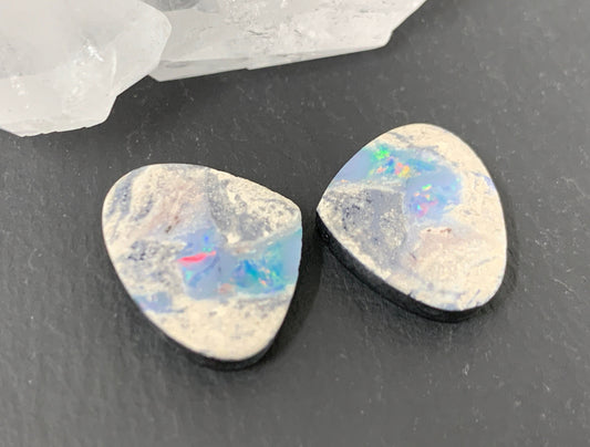 Australian Opal doublet 14x17x3mm pair of cabochons