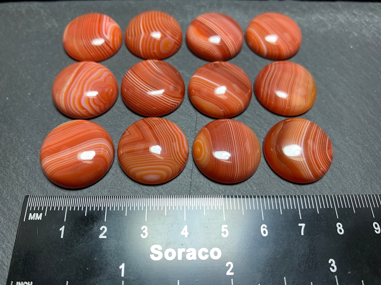 Red Agate round 20mm cabochon - Calibrated cabochons