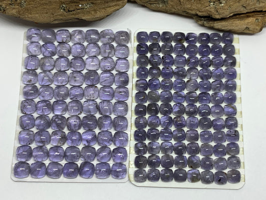 Iolite square cushion 5mm, 6mm cabochon - Calibrated cabochons