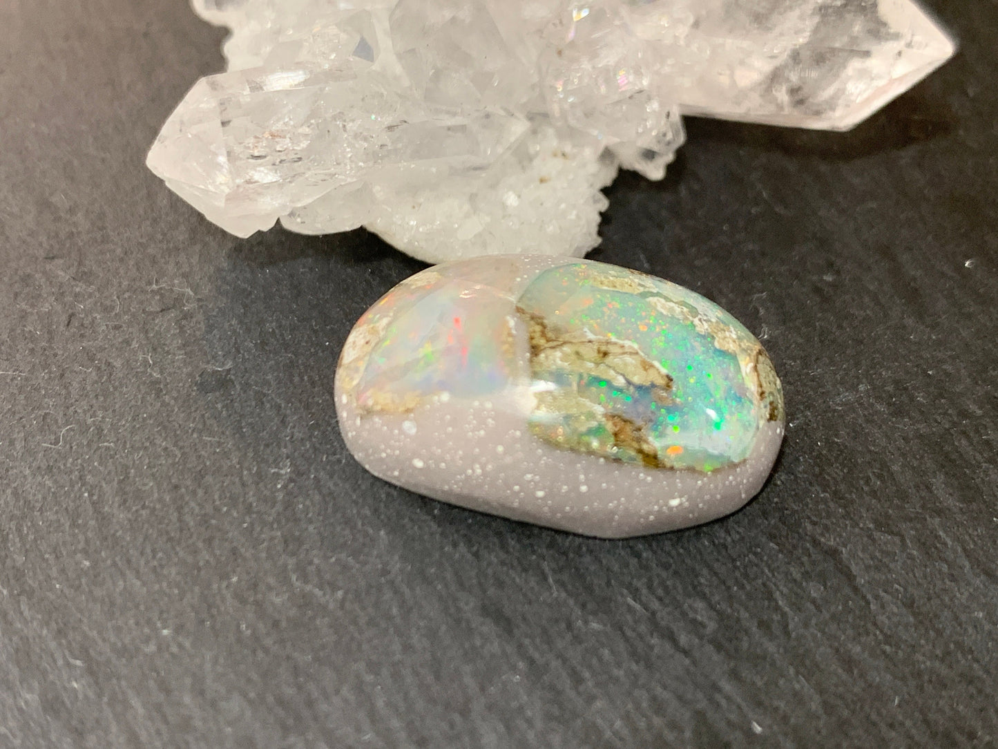 Ethiopian Opal Cabochon – Stabilized Welo Opal with Bright Play of Color - 17x23x8mm