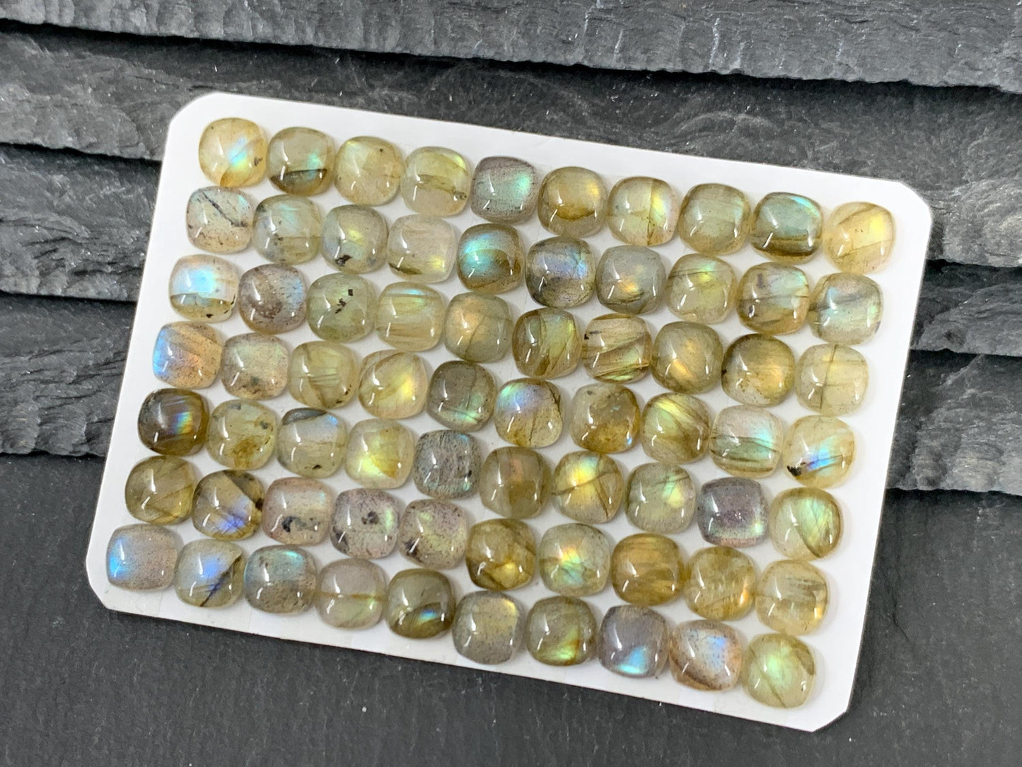 Labradorite Square Cushion 6mm Calibrated Cabochon - Natural Gemstone