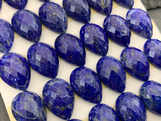 Faceted Lapis Lazuli pear 10x14mm cabochon - Calibrated cabochons