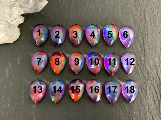 Faceted  Aurora Opal pear 8x12mm cabochon - Doublet cabochons/ Select your cabochon
