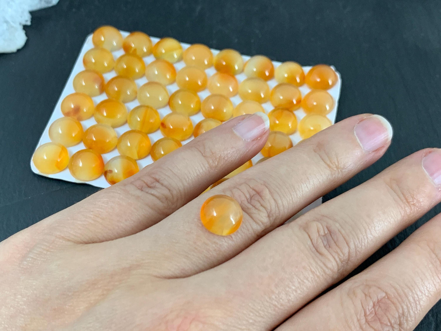 Carnelian round 10mm cabochon - Calibrated cabochons