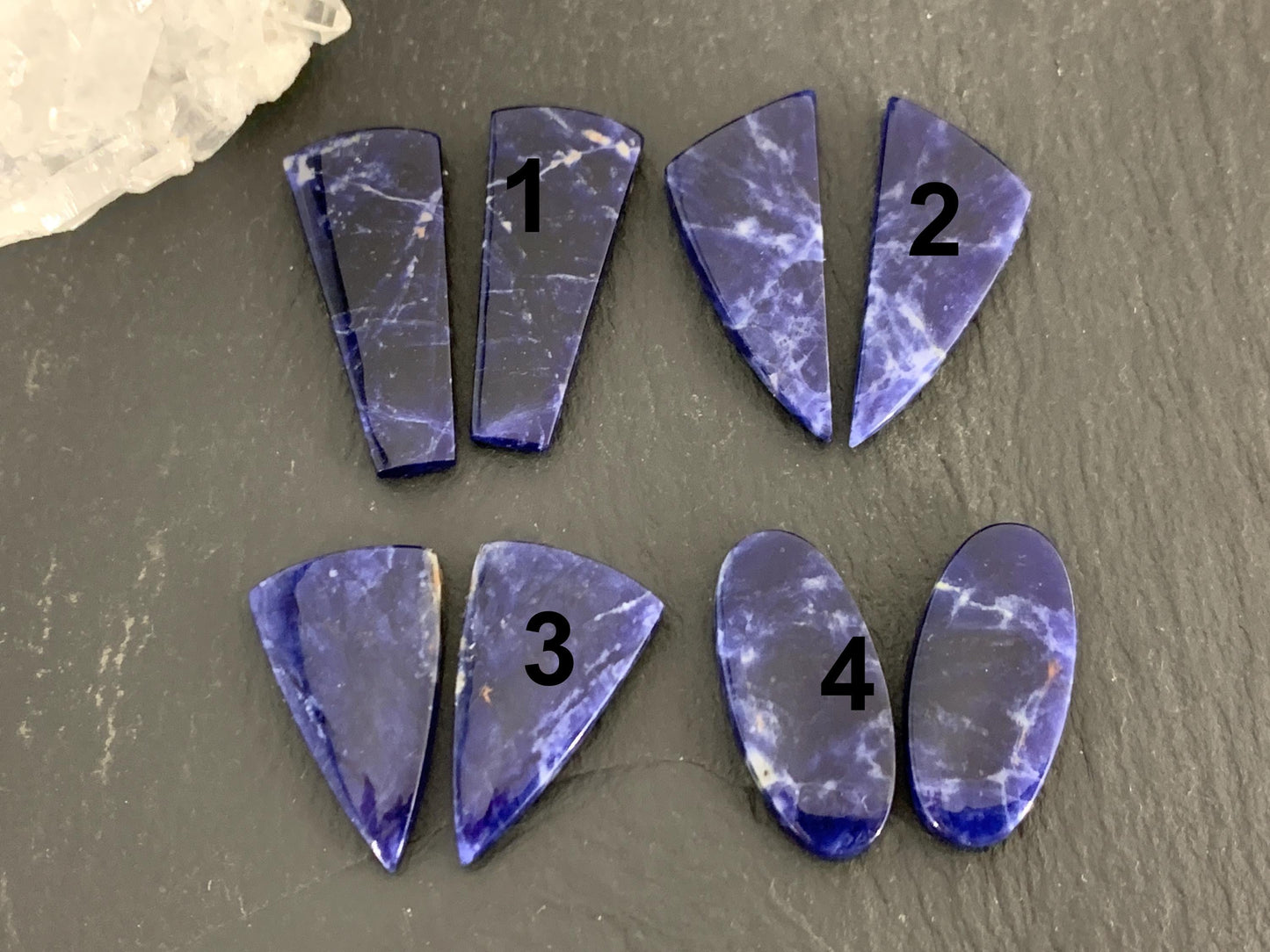 Natural Sodalite pair 24-30mm long cabochon