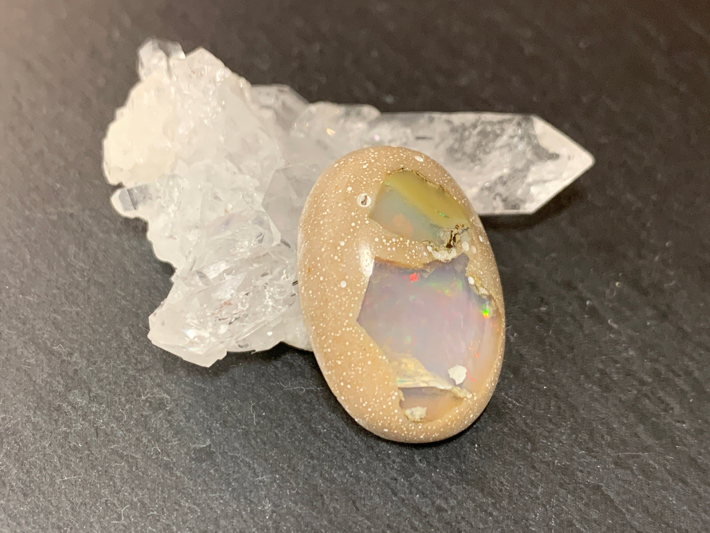 Ethiopian Opal Cabochon – Stabilized Welo Opal with Bright Play of Color - 18x25x8mm