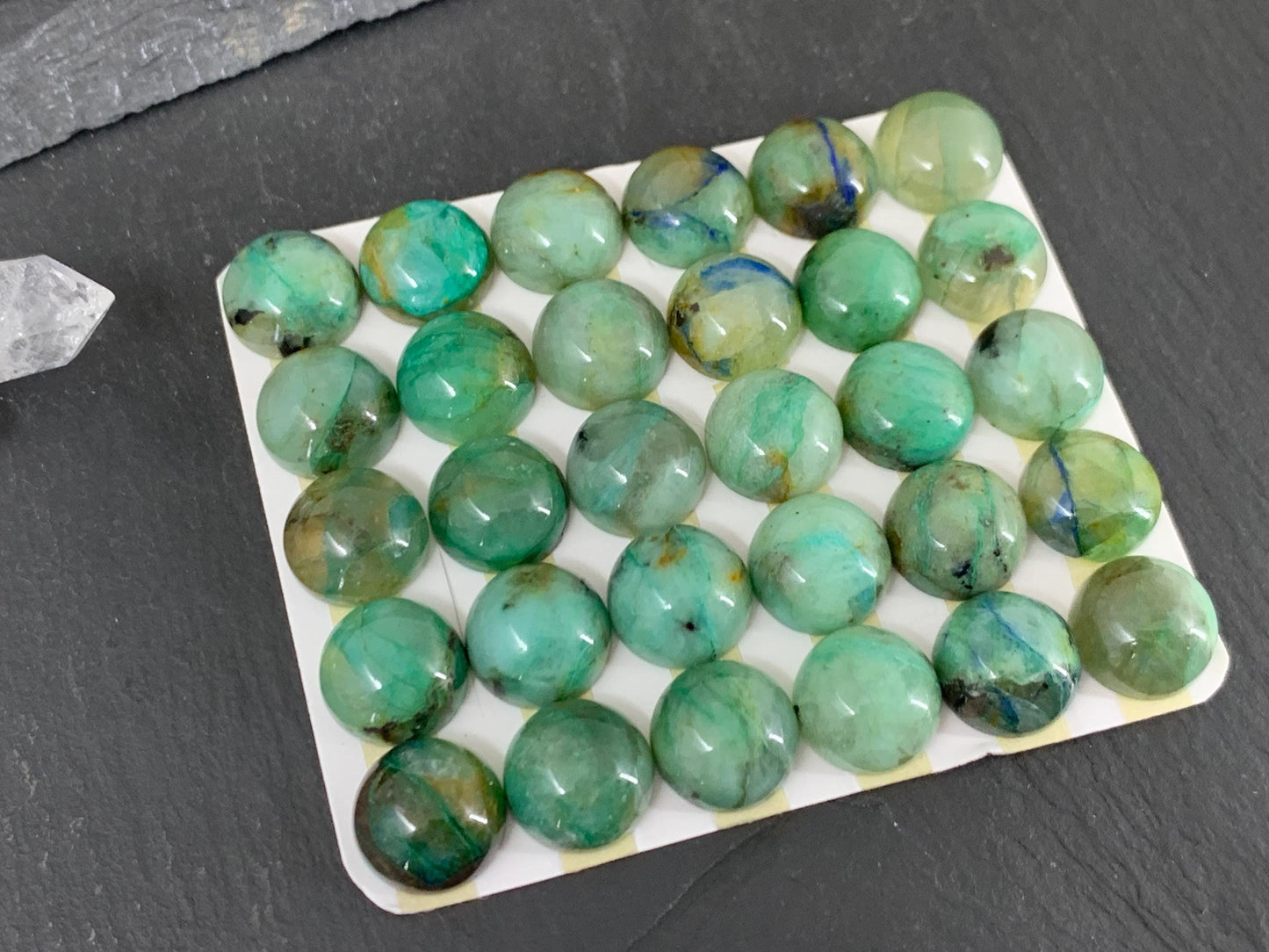Chrysocolla Quartz round 12mm cabochon - Calibrated cabochons