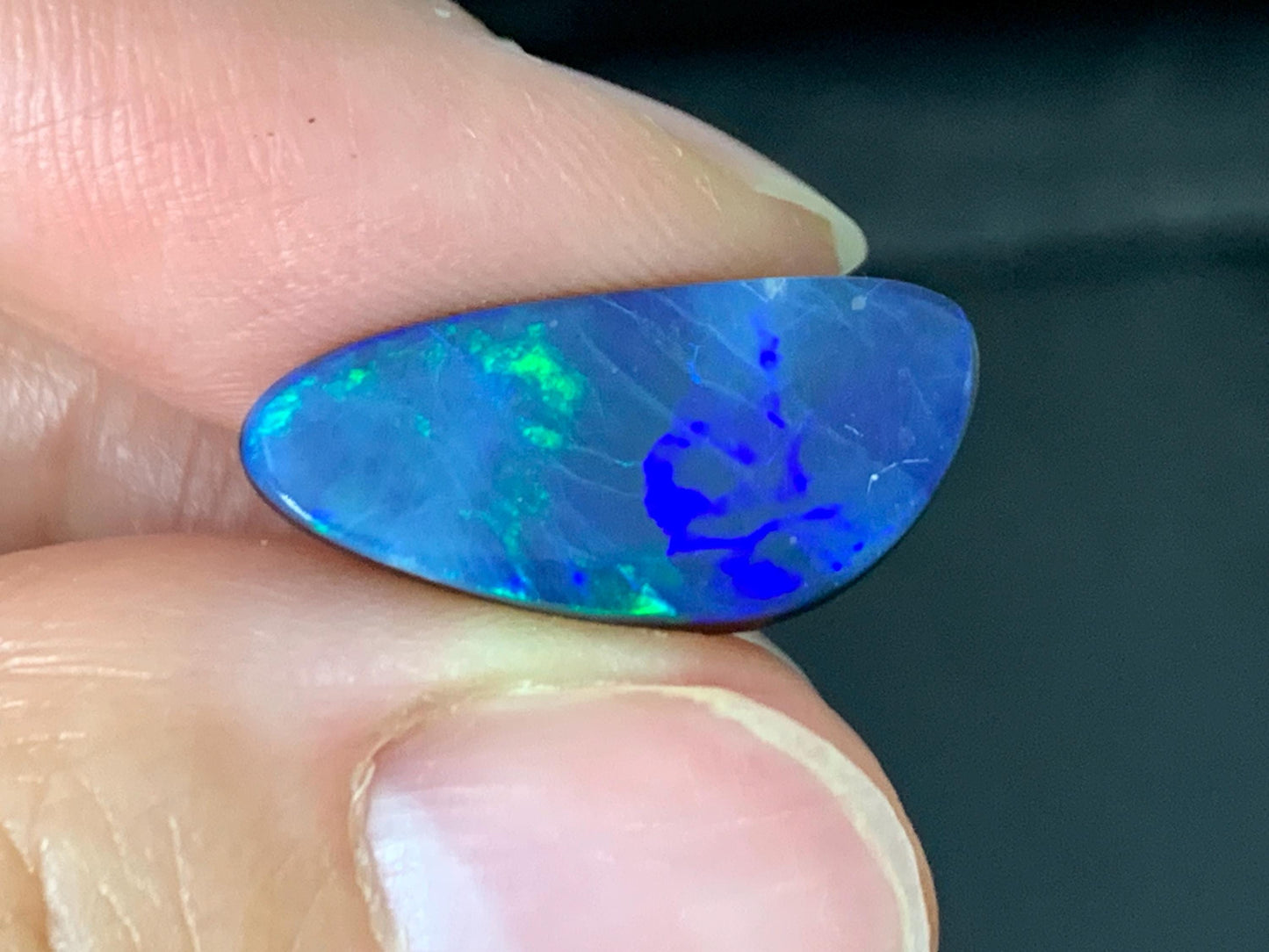 Australian Opal doublet 9x19x4mm cabochon