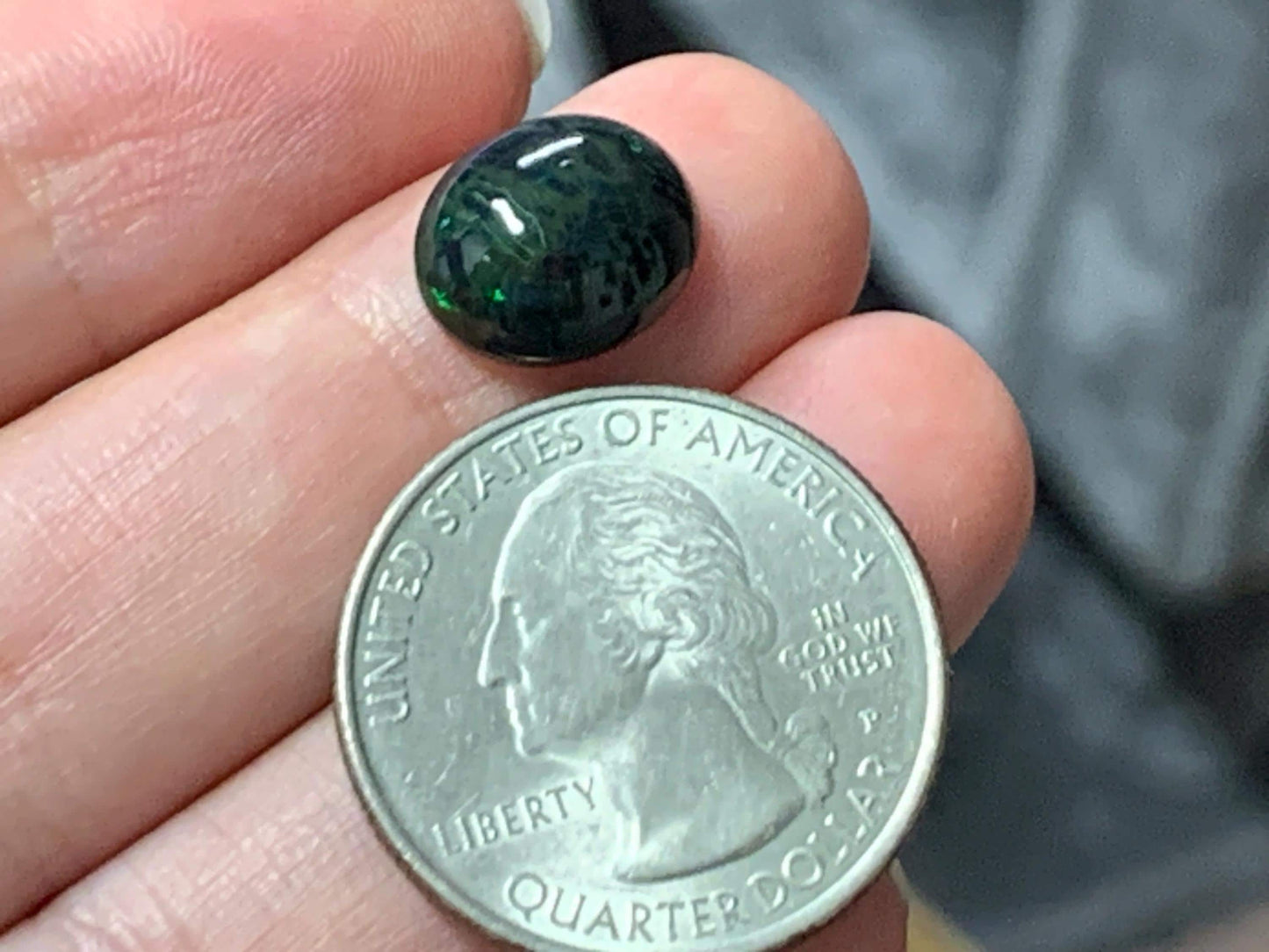 Natural Ethiopian Black Opal 10x12x4.5mm cabochon