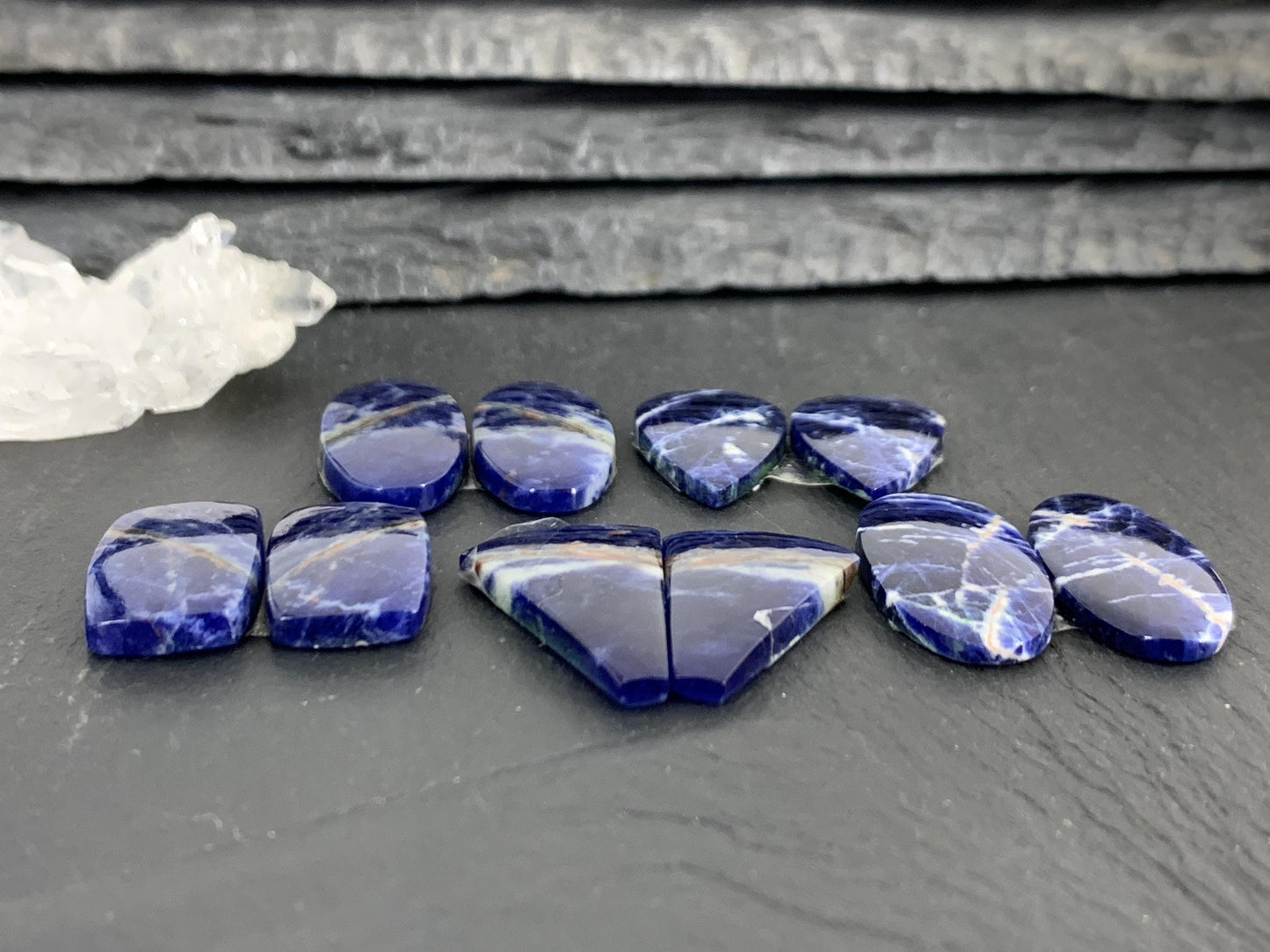Natural Sodalite pair 18-24mm long cabochon - Select your pair of cabochons