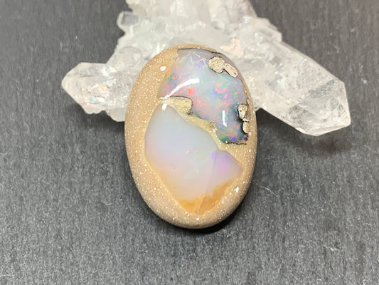 Ethiopian Opal Cabochon – Stabilized Welo Opal with Bright Play of Color - 19x26x8mm